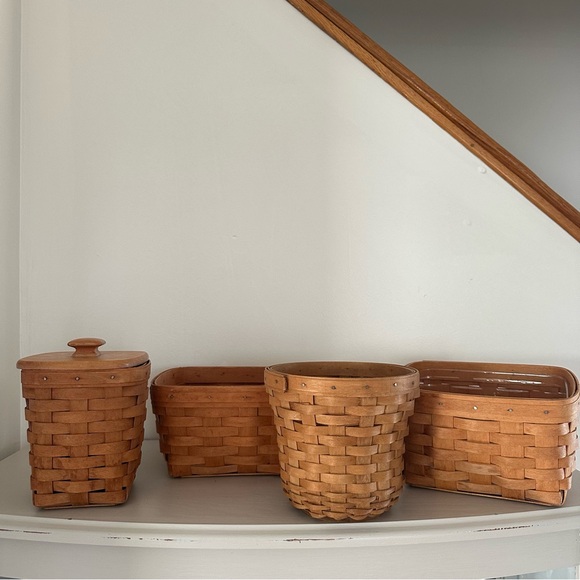 Longaberger 1993 1995 1996 2003 Handwoven Baskets - Set of 4